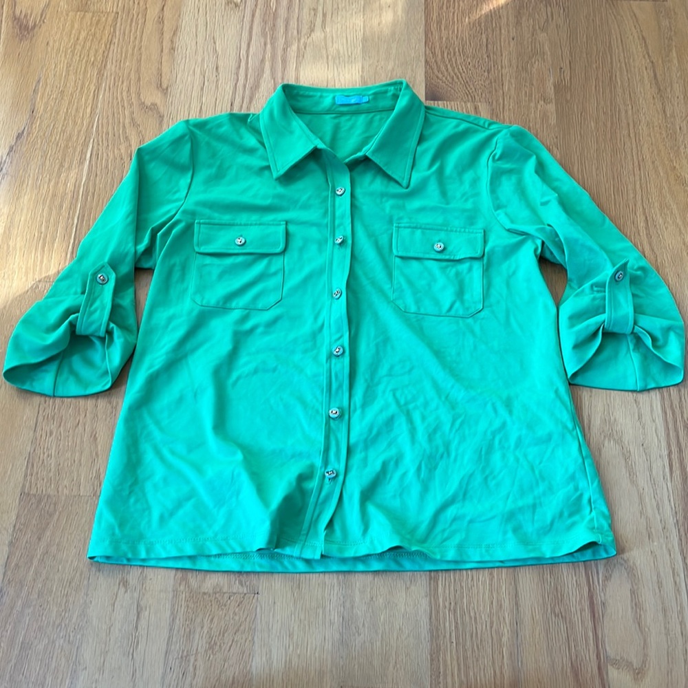J. McLaughlin collared button up shirt size large green
